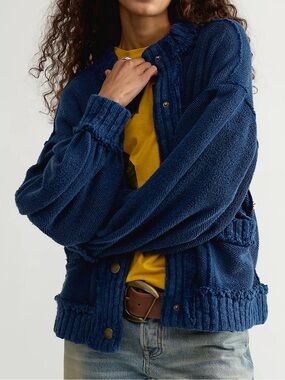 Free People We The Free Cute In This Cardi Cardigan Sweater in Insignia Blue NWT